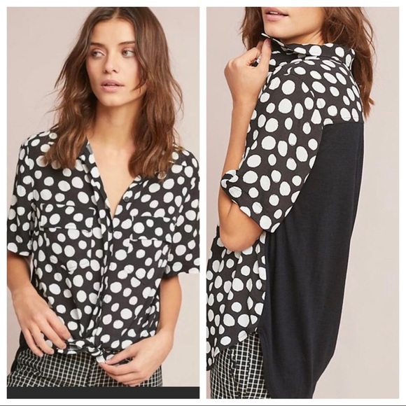 Anthropologie Tops - Anthro Porridge polka dot Bergen blouse